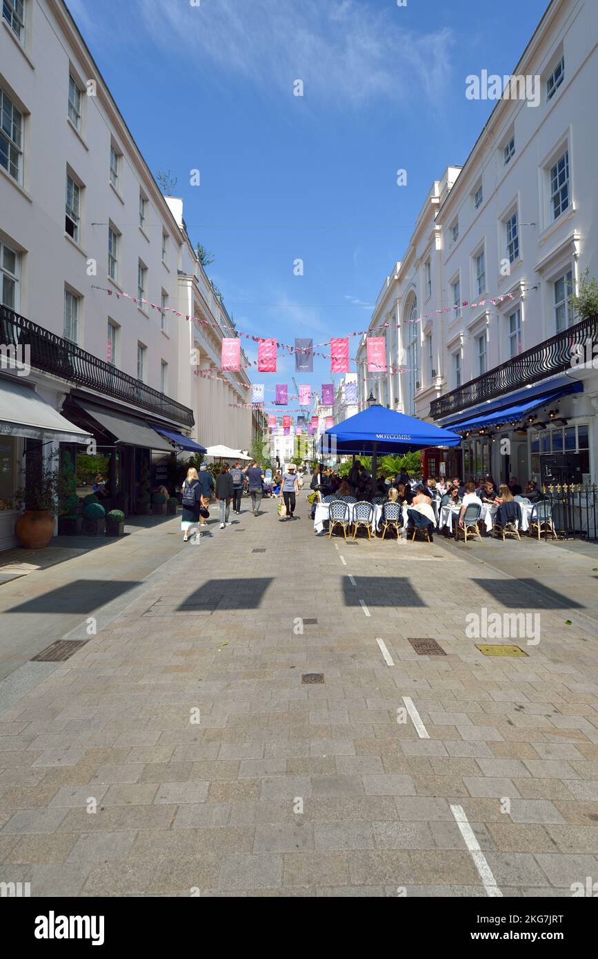 Belgravia banners, Motcomb Street, Belgravia, Westminster, West London, United Kingdom Stock Photo