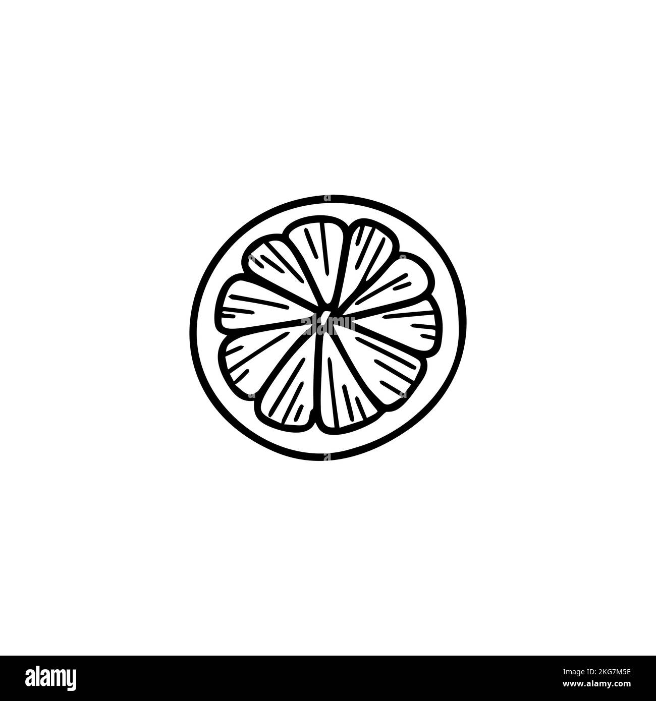 Orange slice illustration in doodle style Isolated Stock Vector Image