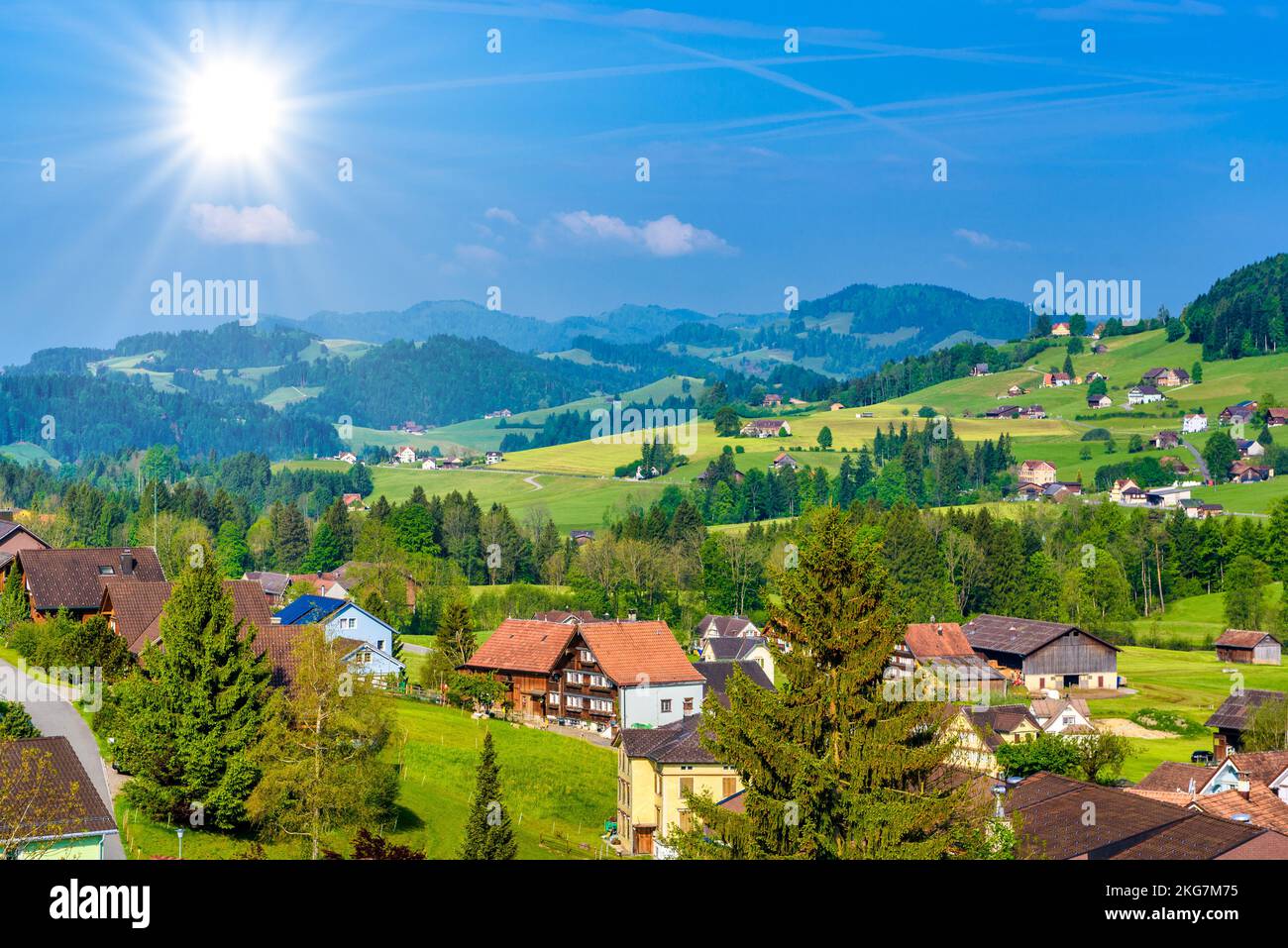 Village Schoenengrund, Hinterland Appenzell Ausserrhoden Switzerland Stock Photo