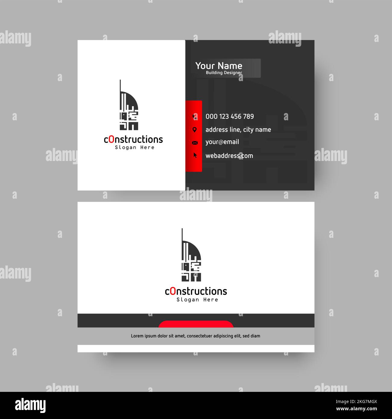 construction business card design template, royalty free business card Stock Photo Alamy