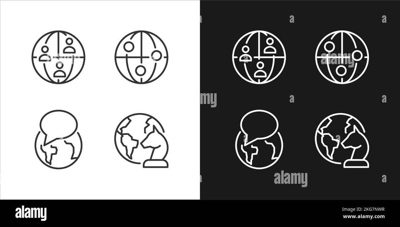 Geopolitics process pixel perfect linear icons set for dark, light mode ...