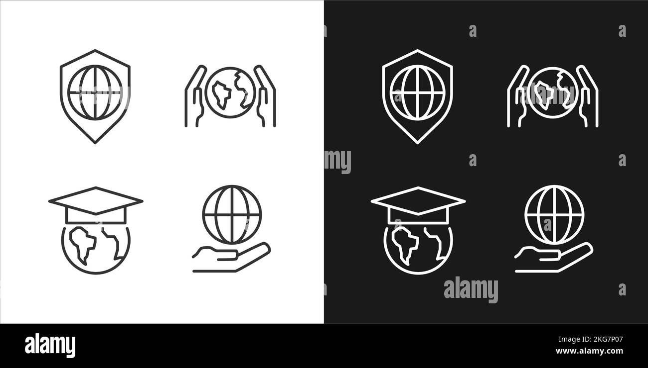 Save planet pixel perfect linear icons set for dark, light mode Stock ...