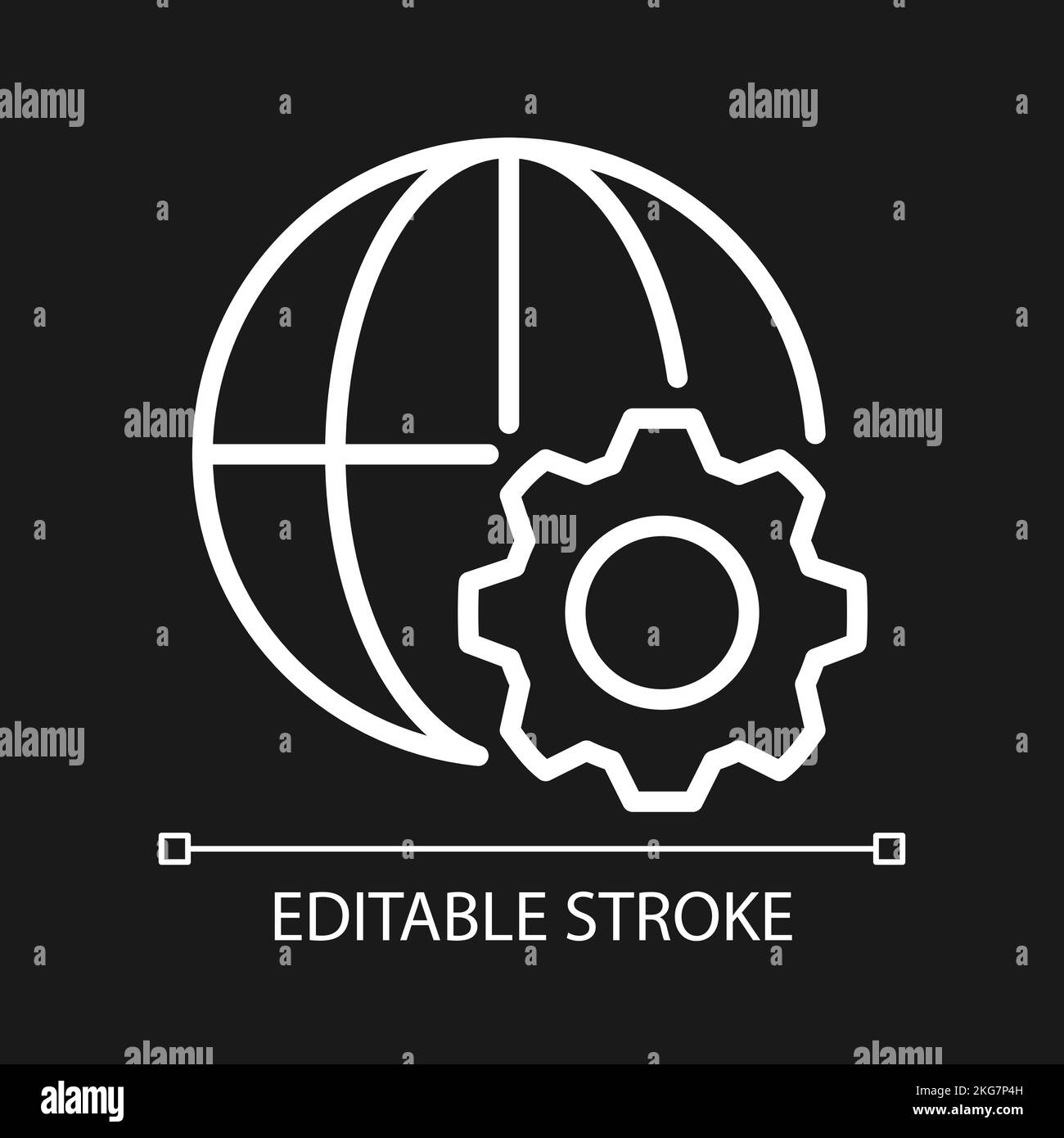 Globalization process pixel perfect white linear icon for dark theme ...