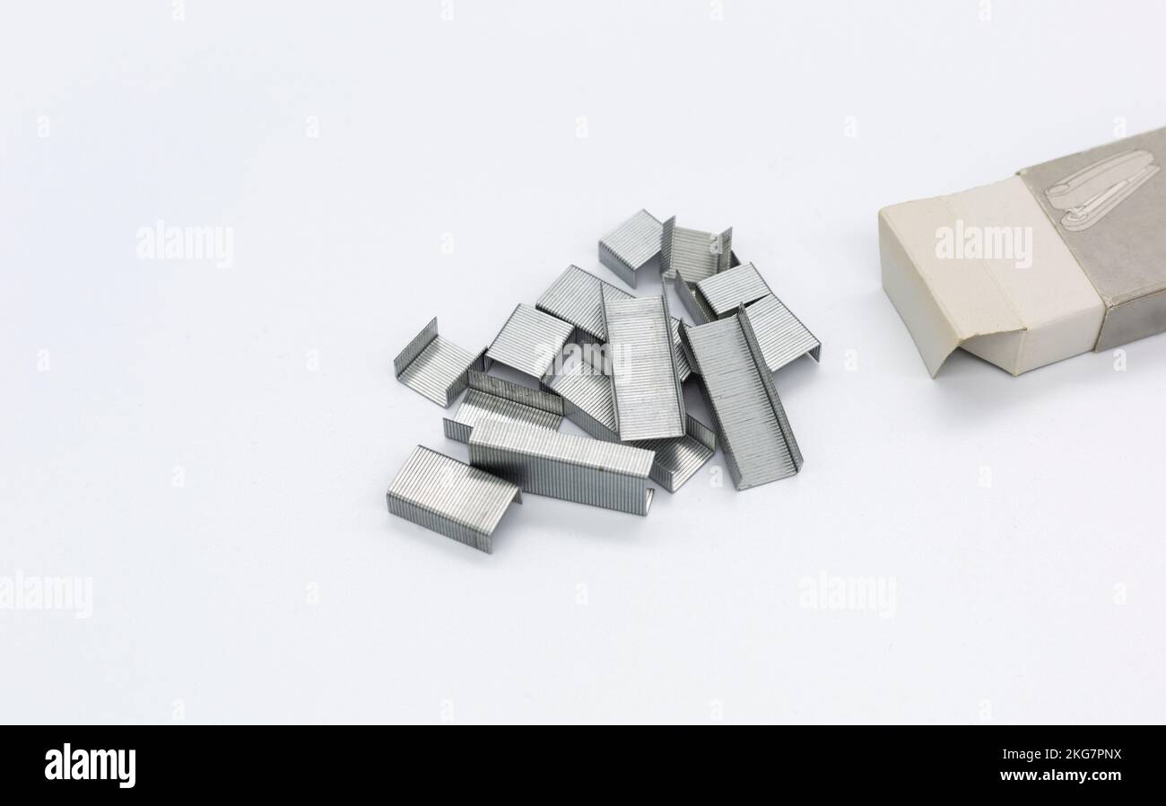 staples on a white background Stock Photo