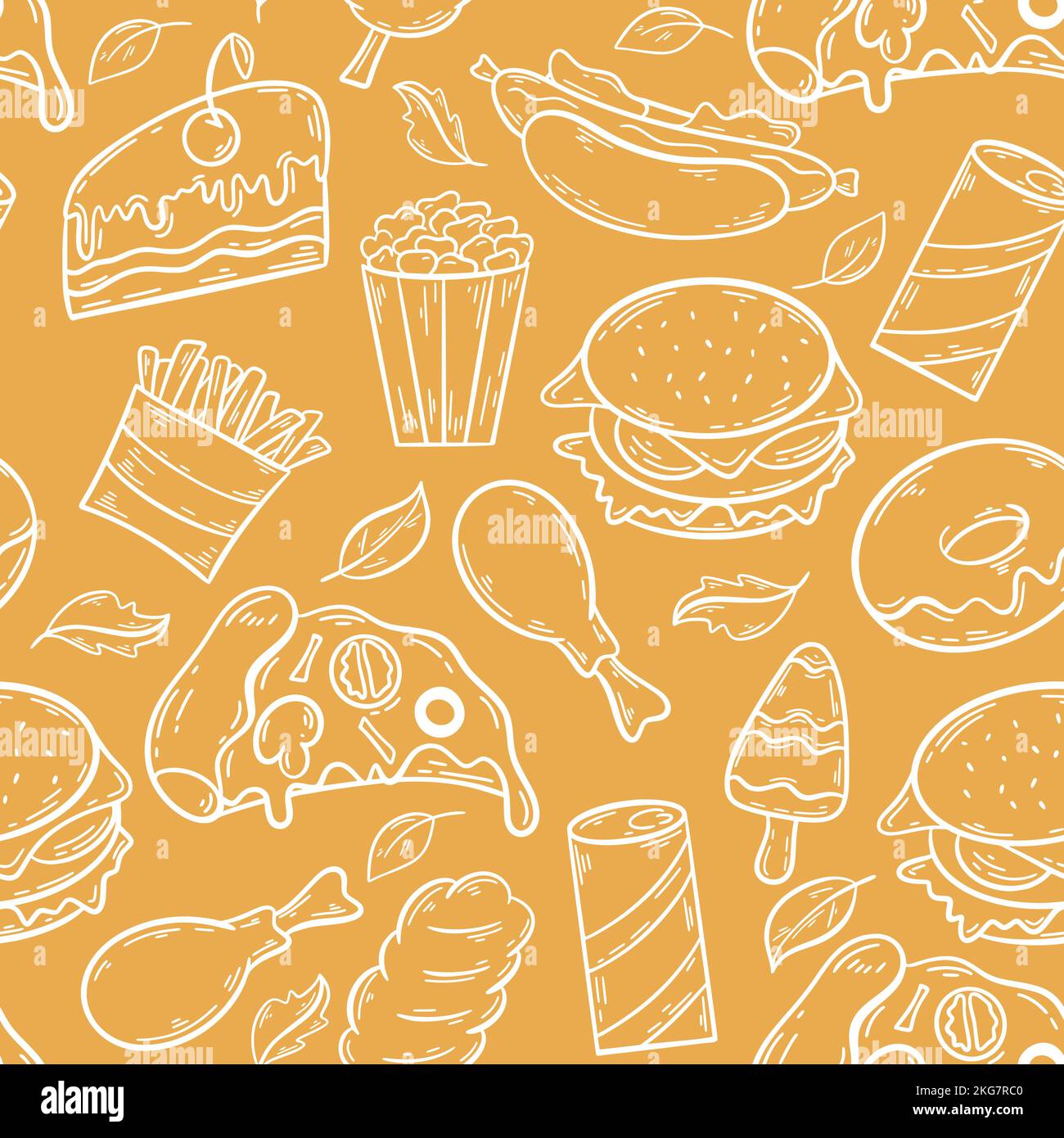 Fast food seamless pattern vector illustration Stock Vector