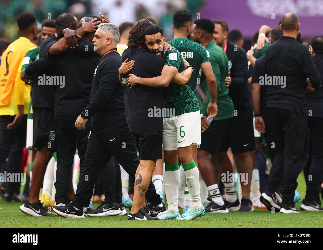 Doha, Qatar. 22nd Nov, 2022. Mohammed Alburayk of Saudi Arabia celebrates the win during the FIFA World Cup 2022 match at Lusail Stadium, Doha. Picture credit should read: David Klein/Sportimage Credit: Sportimage/Alamy Live News Stock Photo