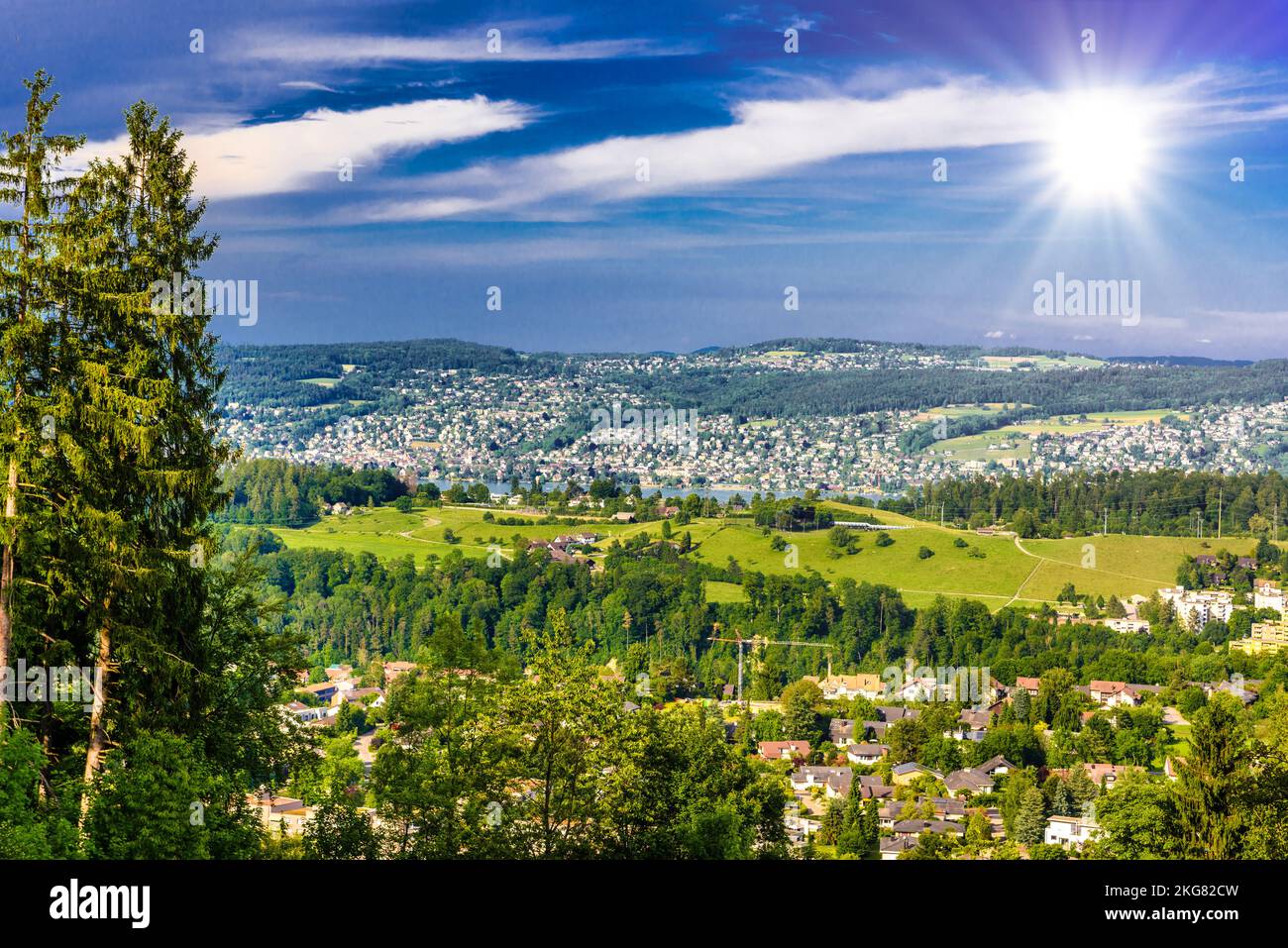 Houses and forests with meadows in Langnau am Albis, Zurich