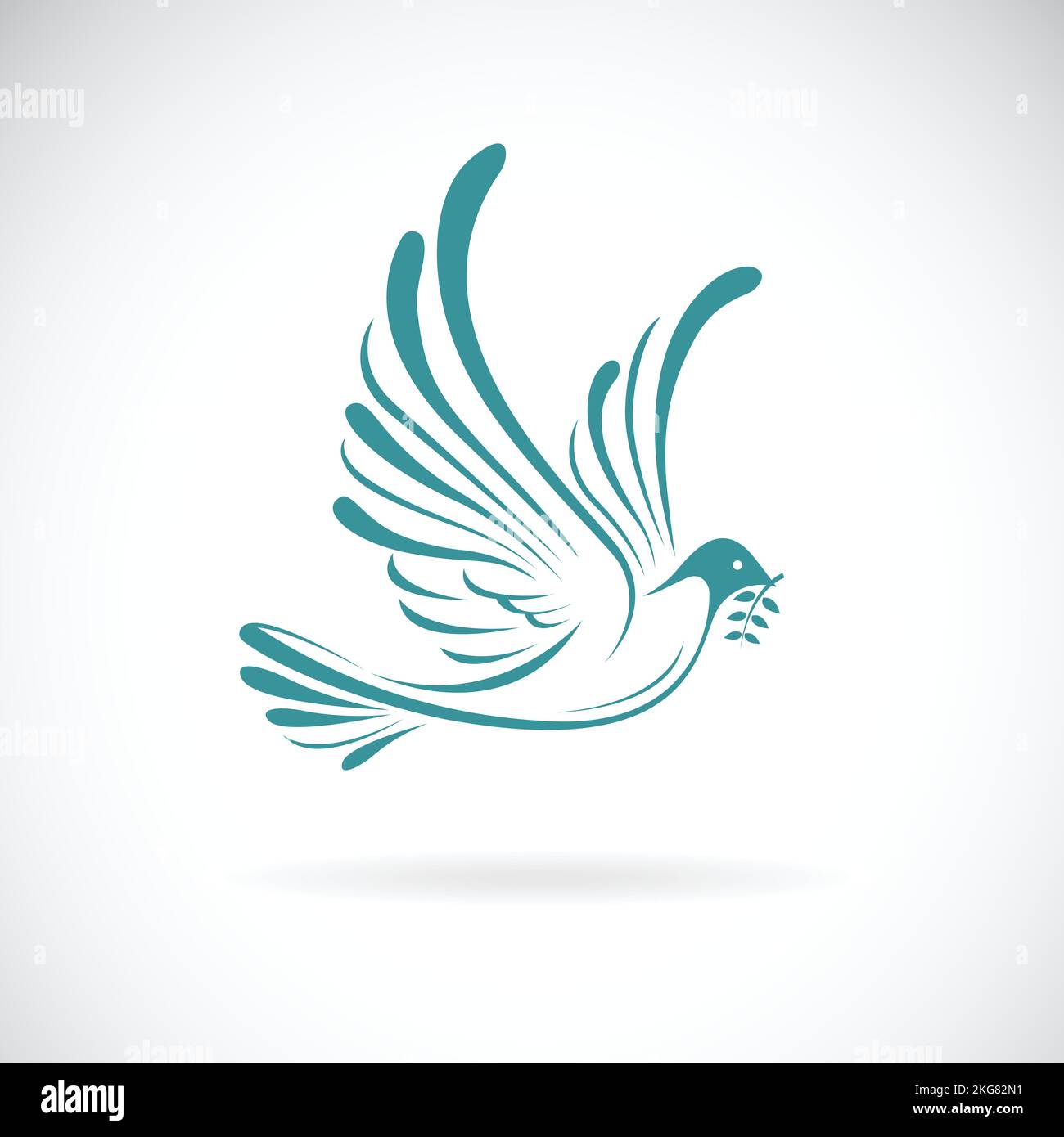 Vector of dove of peace with olive branch on white background. Bird design. Animals. Easy editable layered vector illustration. Stock Vector