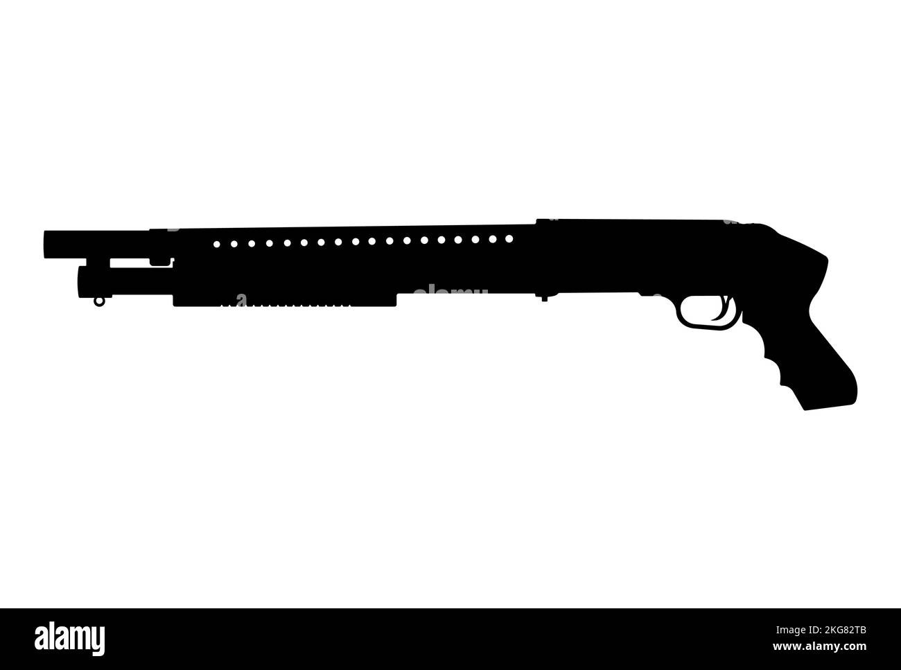 A vector illustration of shotgun weapon silhouette isolated on white