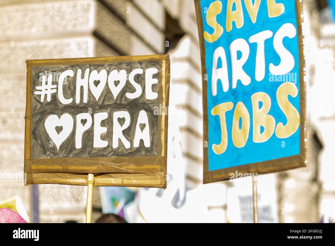 London, UK. 22nd Nov, 2022. Demonstration outside the Dept for Culture Media and Sport against cuts in the Arts budget Credit: Ian Davidson/Alamy Live News Stock Photo