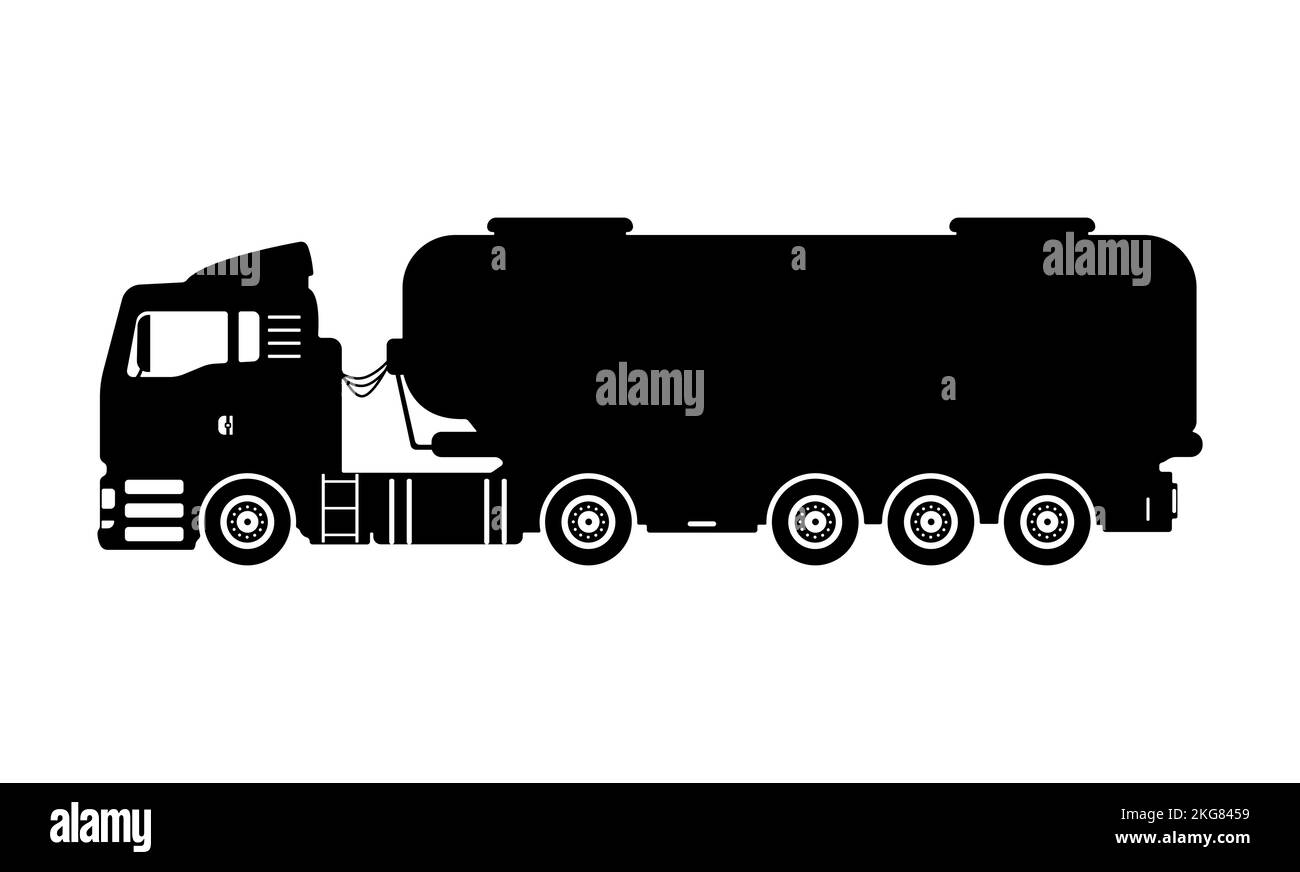 A vector illustration of fuel tank truck silhouette isolated on white