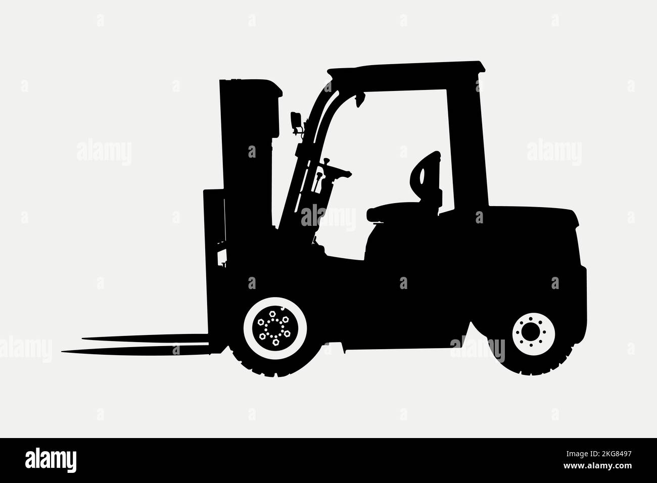 A vector illustration of forklift truck silhouette isolated on white ...