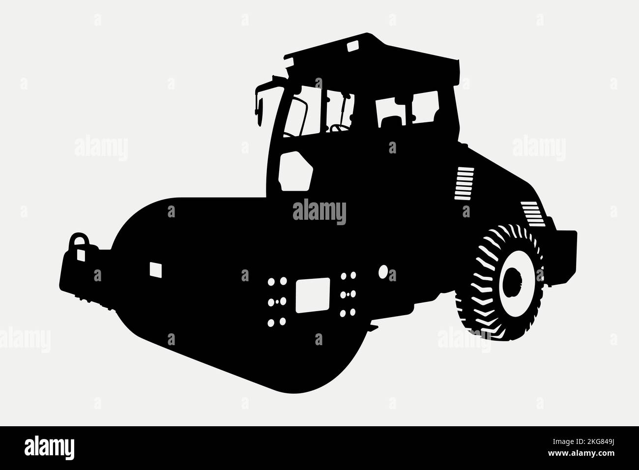 A vector illustration of single drum roller silhouette isolated on white background Stock Vector