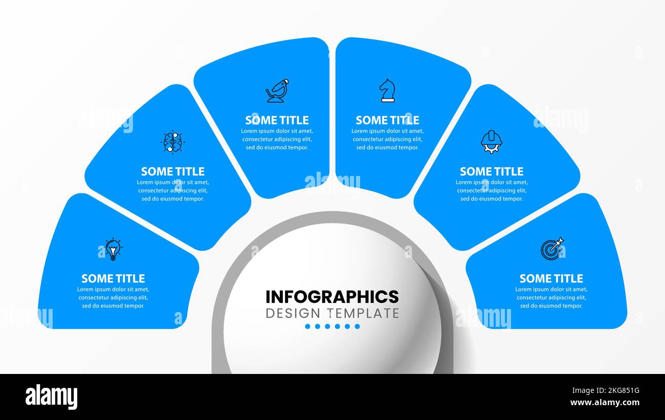 Infographic template with icons and 6 options or steps. Semicircle. Can ...