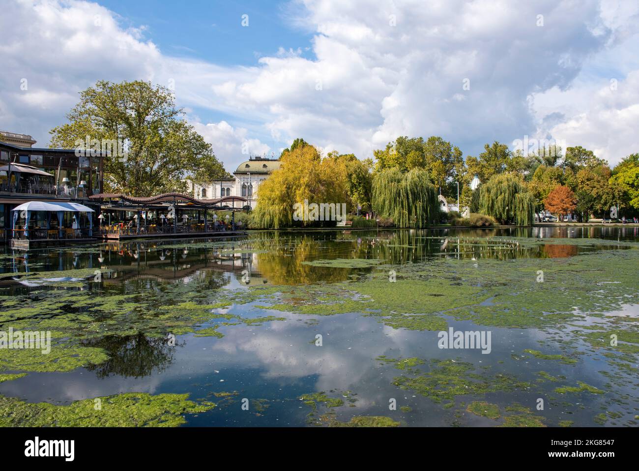 Lake Reflections in City Park in Budapest Hungary Europe EU Stock Photo