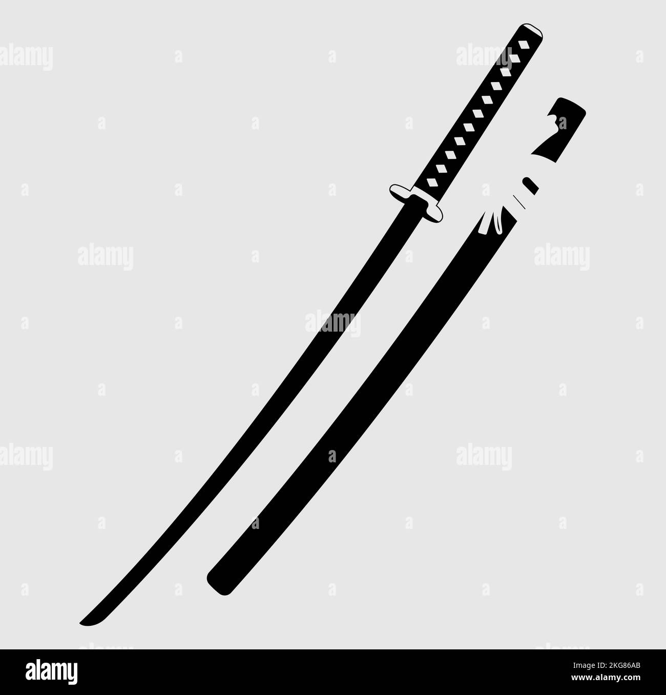 A Vector Of A Silhouette Of A Katana Samurai Sword Stock Vector Image 