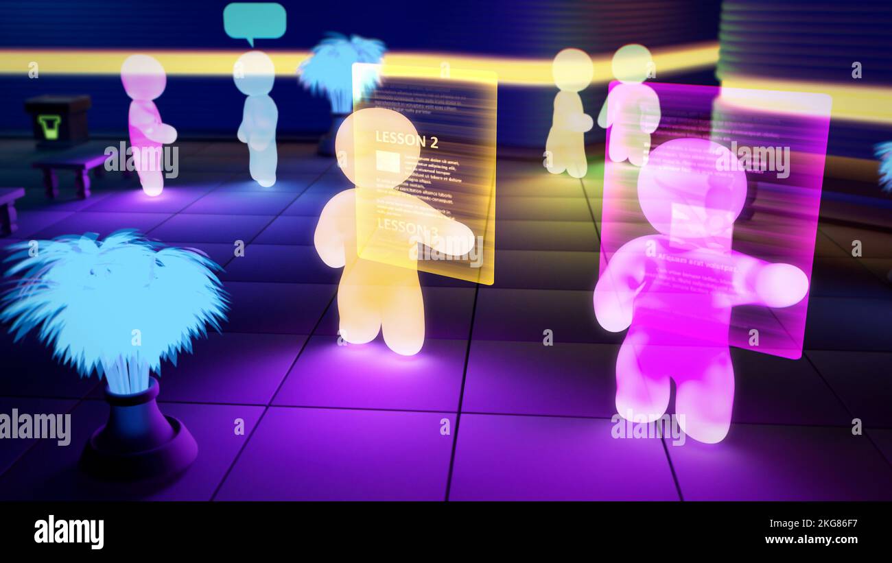 virtual reality avatars of the persons do on-line learning, distant ...