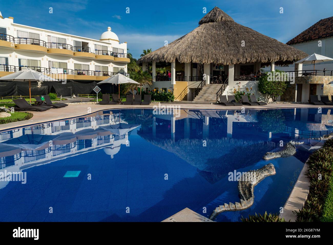A resort hotel on Chahue Beach in the Bahias of Huatulco on the Pacific