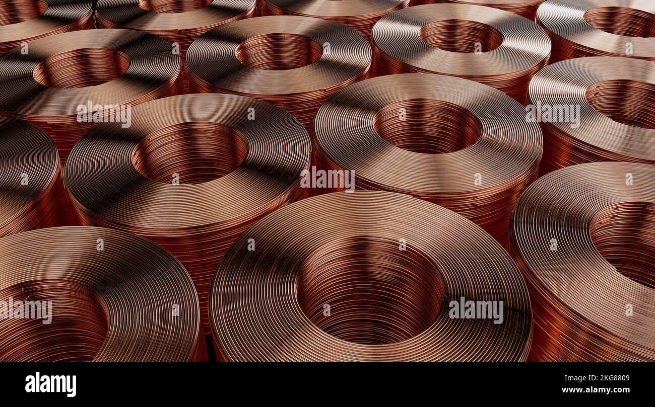 3d rendering roll of copper sheets or heap of copper tapes Stock Photo Alamy