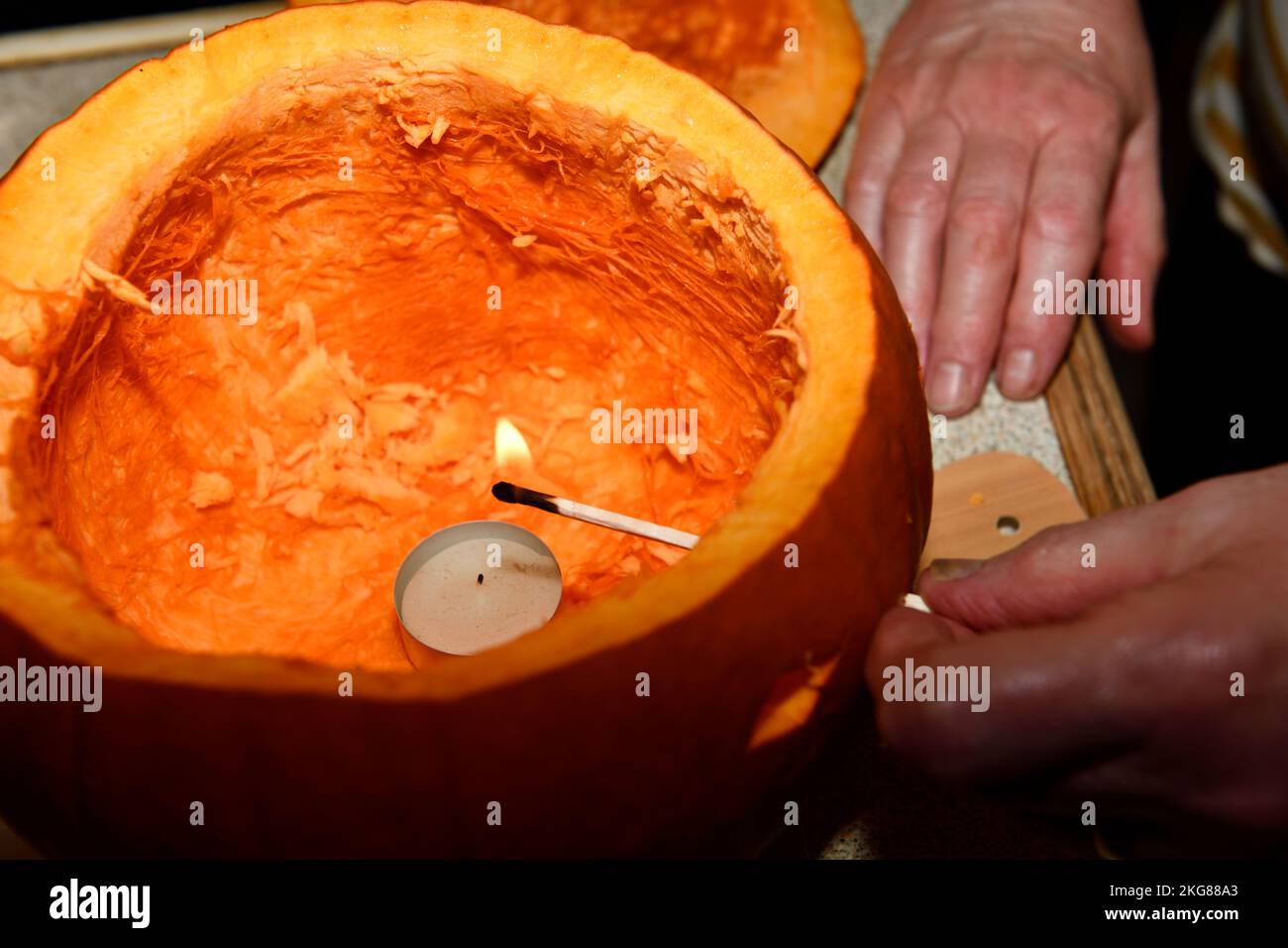 Easy way to light Pumpkin Head Stock Photo Alamy