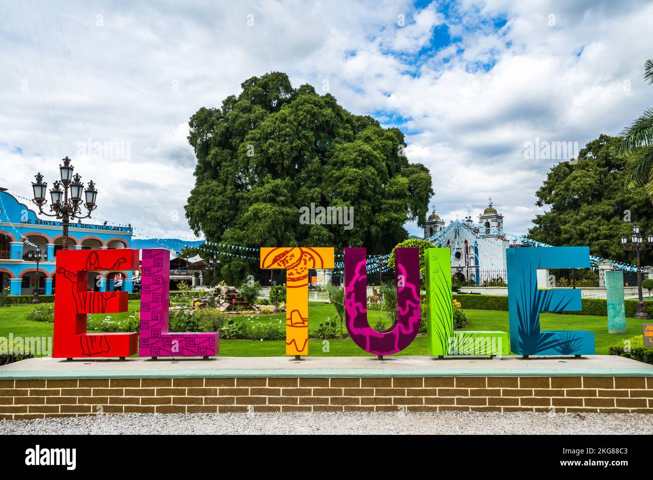 The Pueblo Magico sign of El Tule, in the town of Santa Maria del Tule