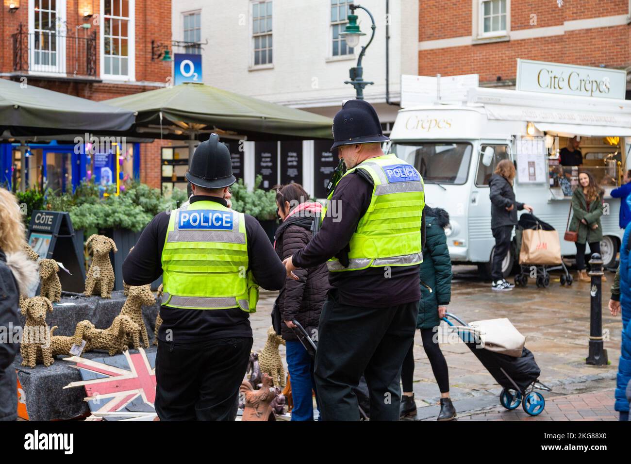 Police officers, canterbury high street, kent, uk Stock Photo