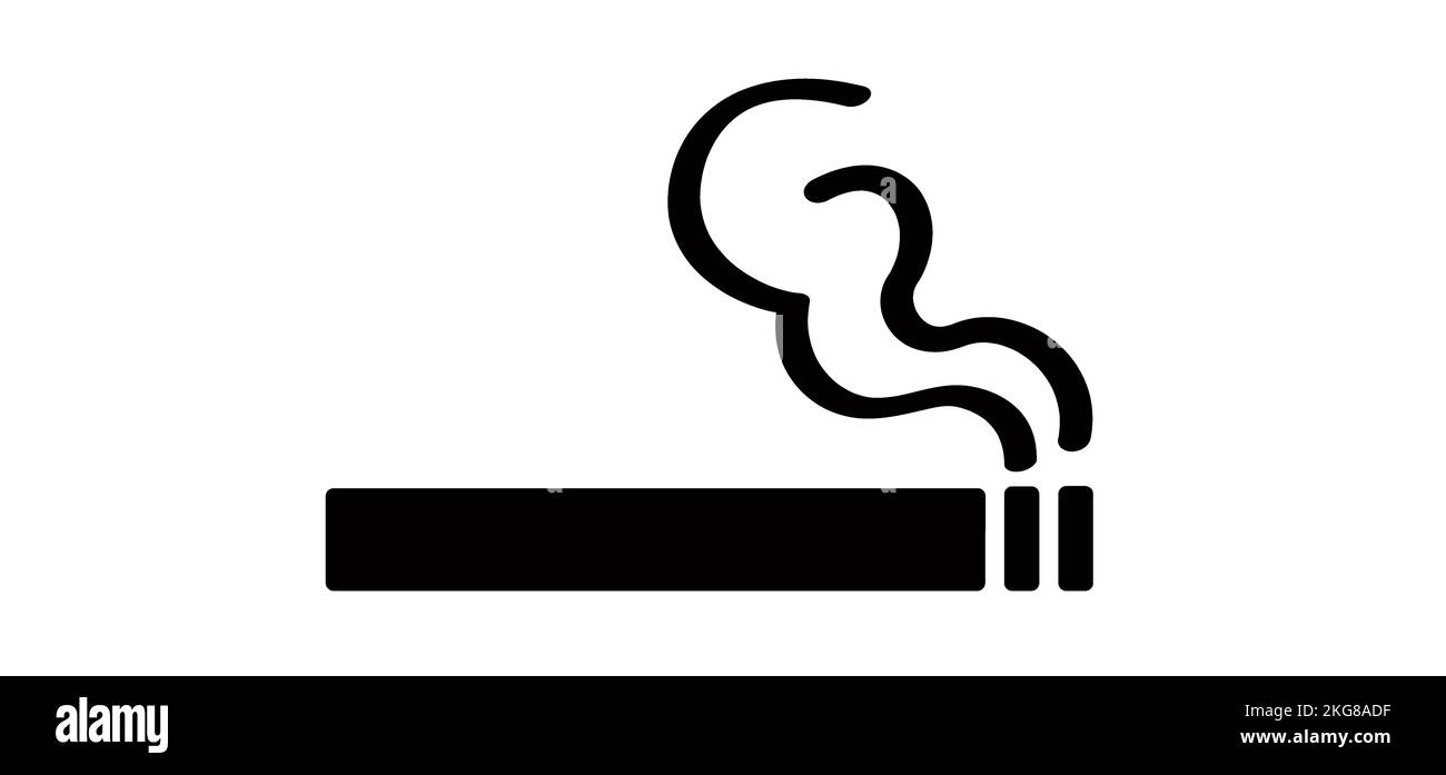 Cartoon no smoking day pictogram. Smoke cigarette tobacco or cigarettes logo. Smokking icon. Smoking day. Cigarette icon or smoke area. October or may Stock Photo