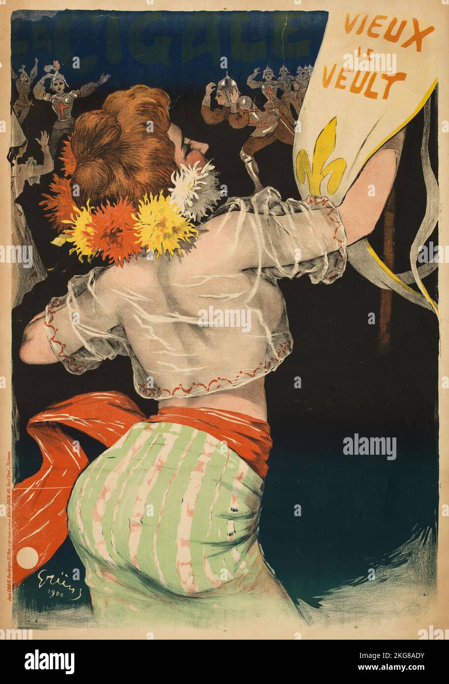 La cigale - Vieux Le Veult - Vintage poster by Jules Grün 1900 Stock Photo