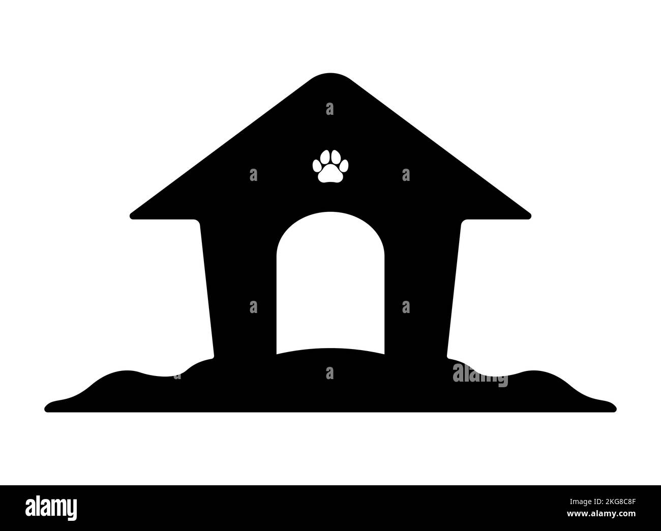 A simple wooden dog house silhouette vector illustration Stock Vector