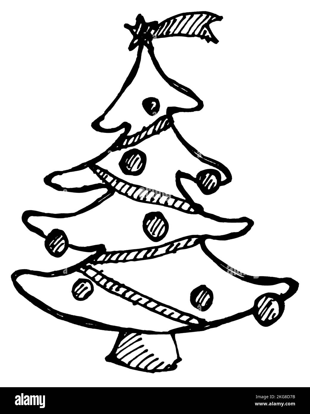 Christmas tree icon freehand drawn Stock Vector