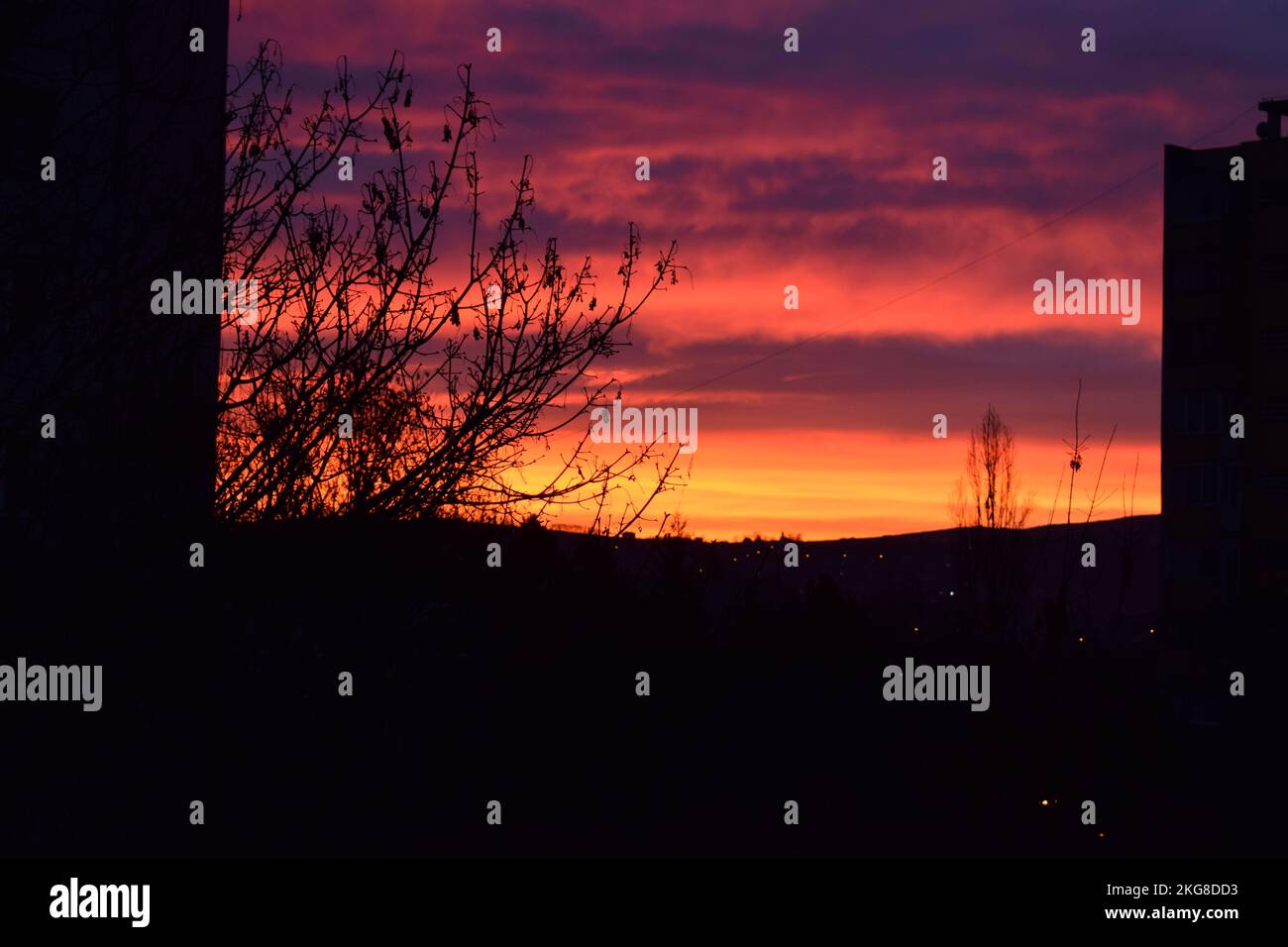 Sunset in Cluj-Napoca, Cluj county, Romania Stock Photo