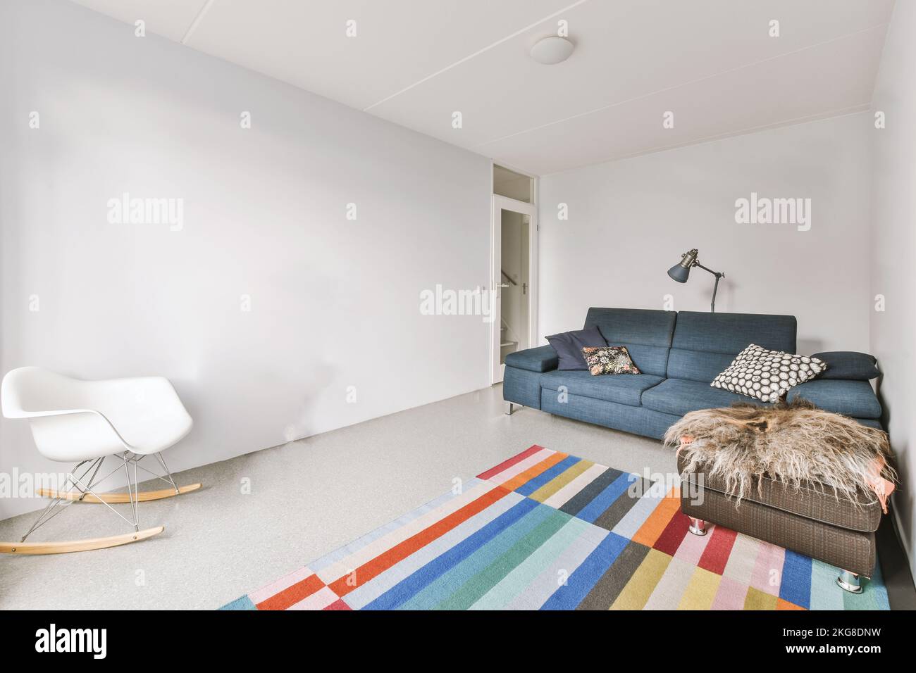 View of Interior design of modern minimalist style living room with large ...