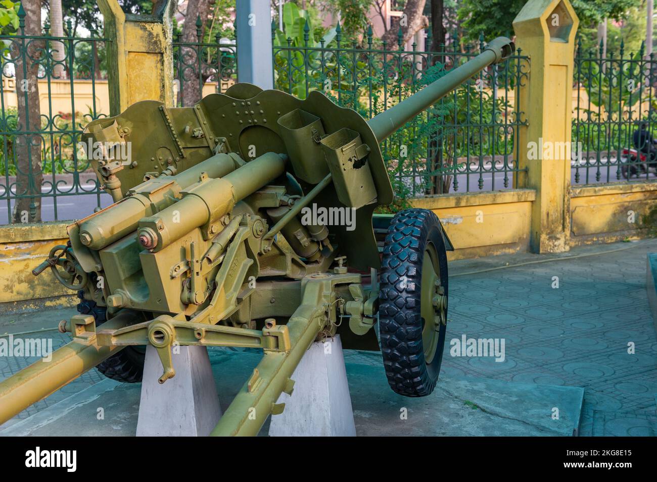 An Vietnamese 85mm gun used in the Vietnam War at the Vietnam Military