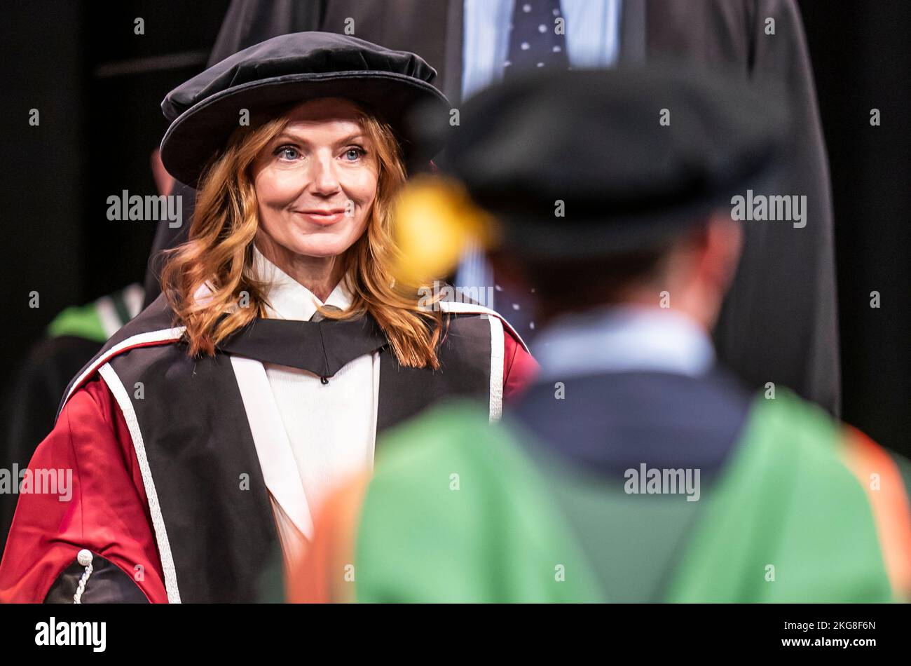 Geri Halliwell-Horner during a ceremony where she received an honorary doctorate from Sheffield Hallam University at Ponds Forge International Sports Centre in Sheffield. Picture date: Tuesday November 22, 2022. Stock Photo