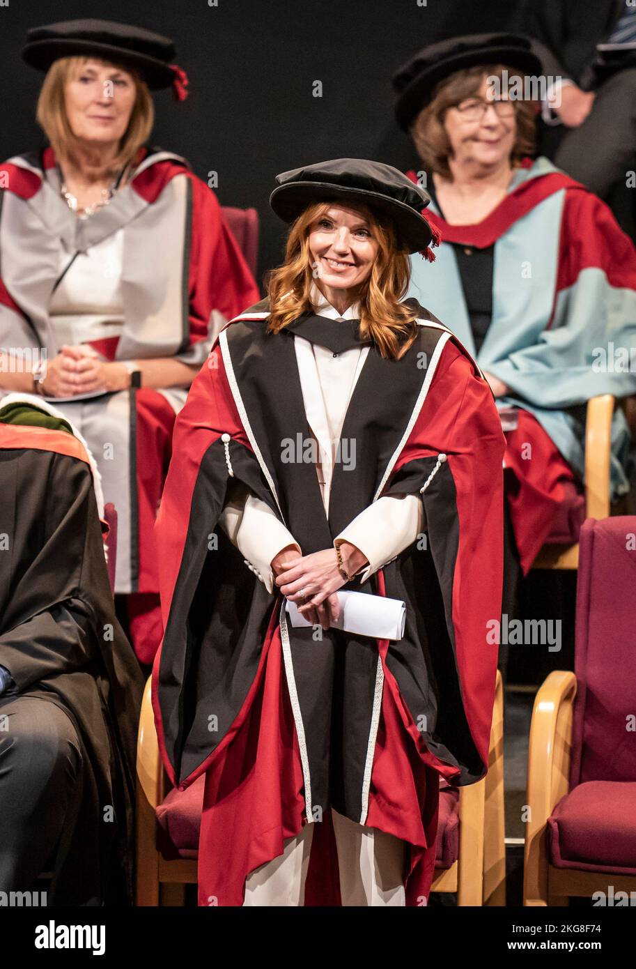 Geri Halliwell-Horner during a ceremony where she received an honorary doctorate from Sheffield Hallam University at Ponds Forge International Sports Centre in Sheffield. Picture date: Tuesday November 22, 2022. Stock Photo