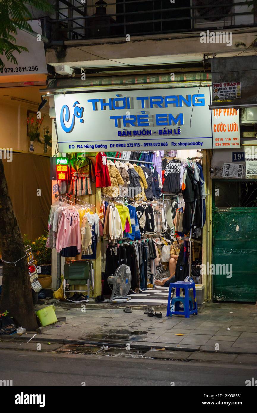 A traditional Vietnamese clothes shop in the Old Quarter, Hanoi