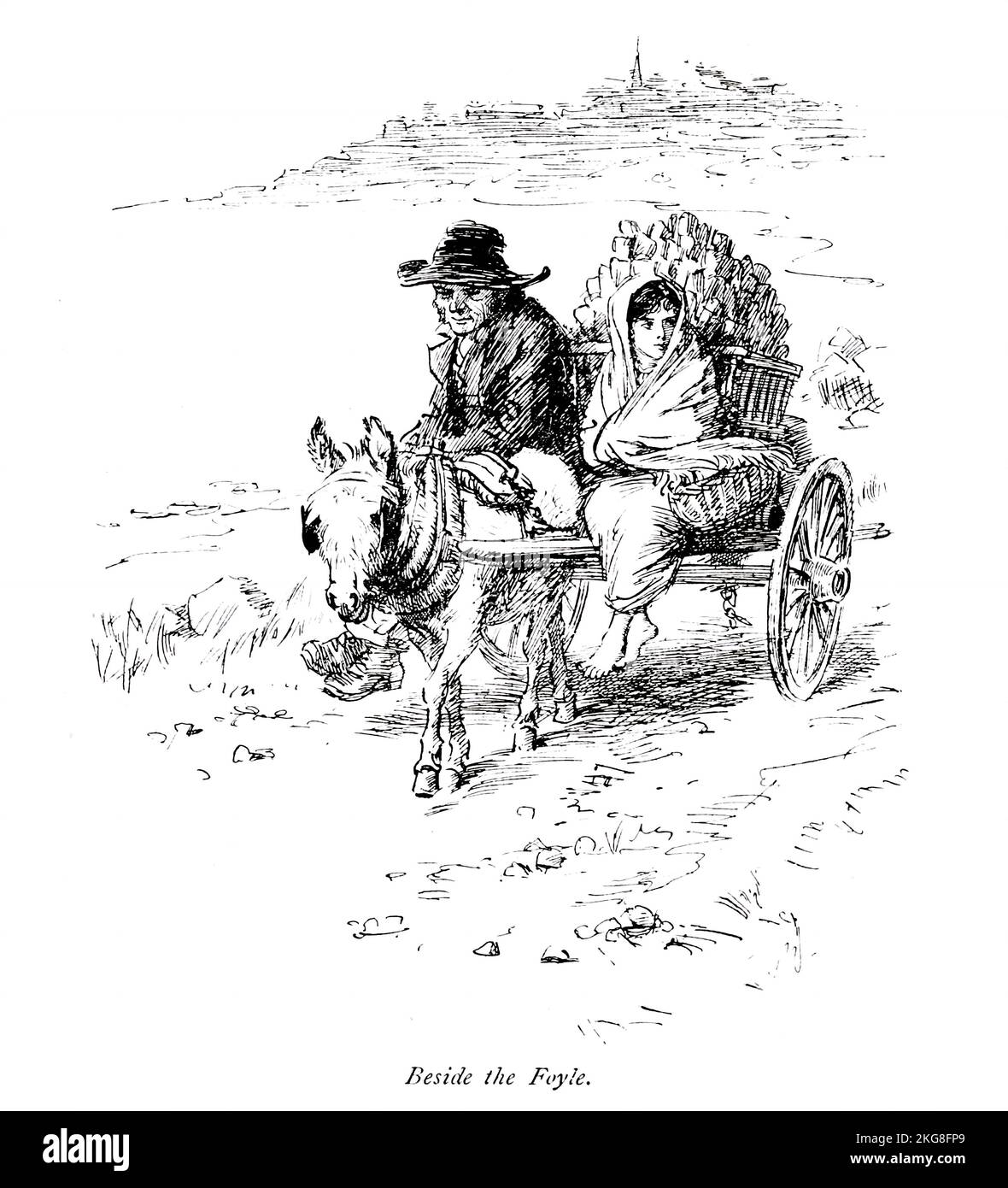 BESIDE THE FOYLE illustrated by Hugh Thomson from the book ' The famous cities of Ireland ' by Gwynn, Stephen Lucius, Publisher: Publisher: Dublin, Maunsel & Co., ; New York, The Macmillan Co 1915 Stock Photo