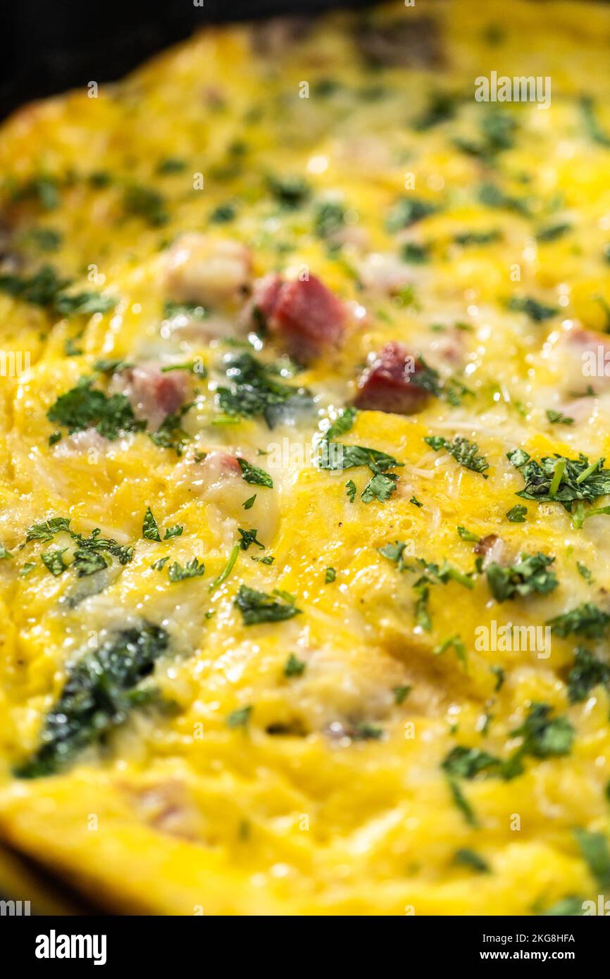 Spinach and ham frittata Stock Photo Alamy