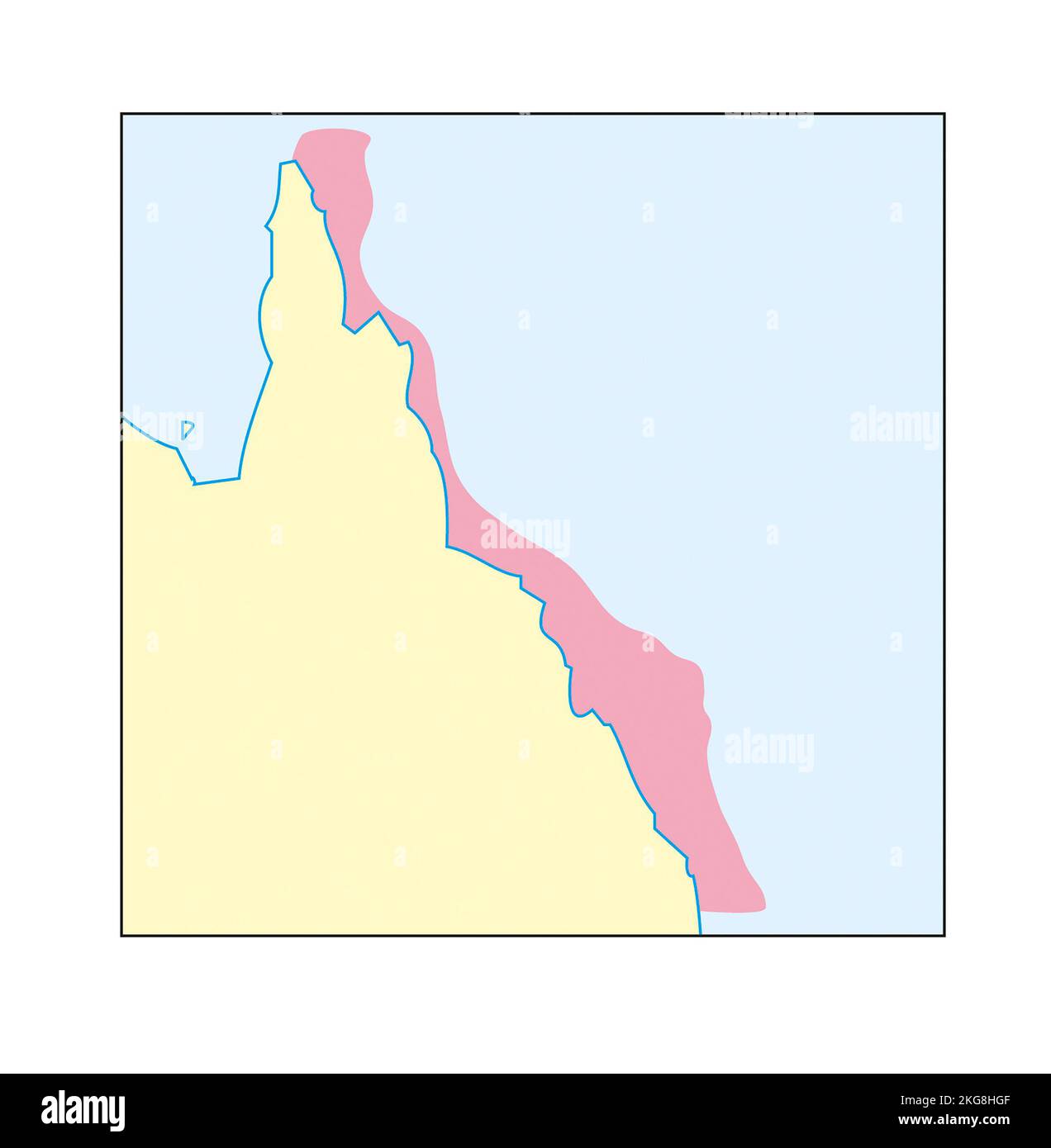 Illustration, map of Great Barrier Reef, Australia Stock Photo