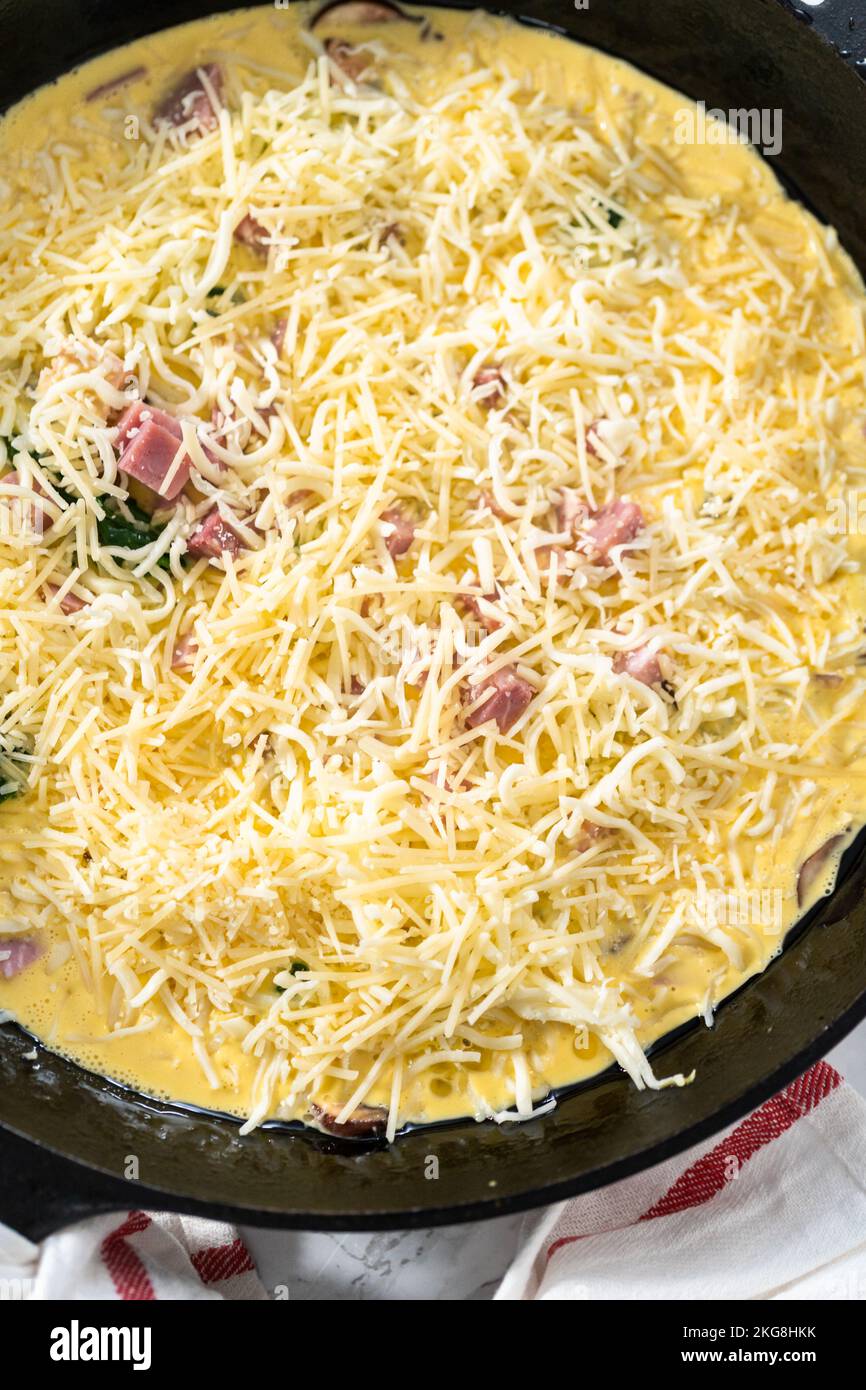 Spinach and ham frittata Stock Photo Alamy