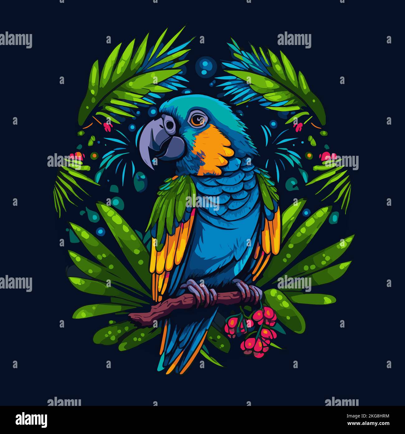 Colorful macaw parrot head visual identity vector illustration