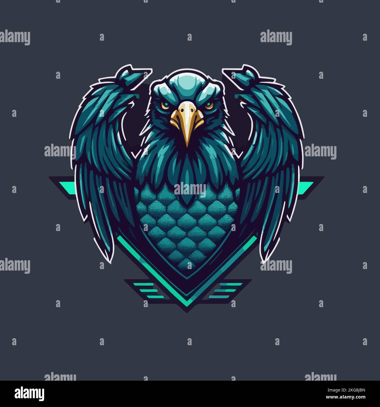 Illustration of Eagle Head Mascots Logo Design Template Vector Stock