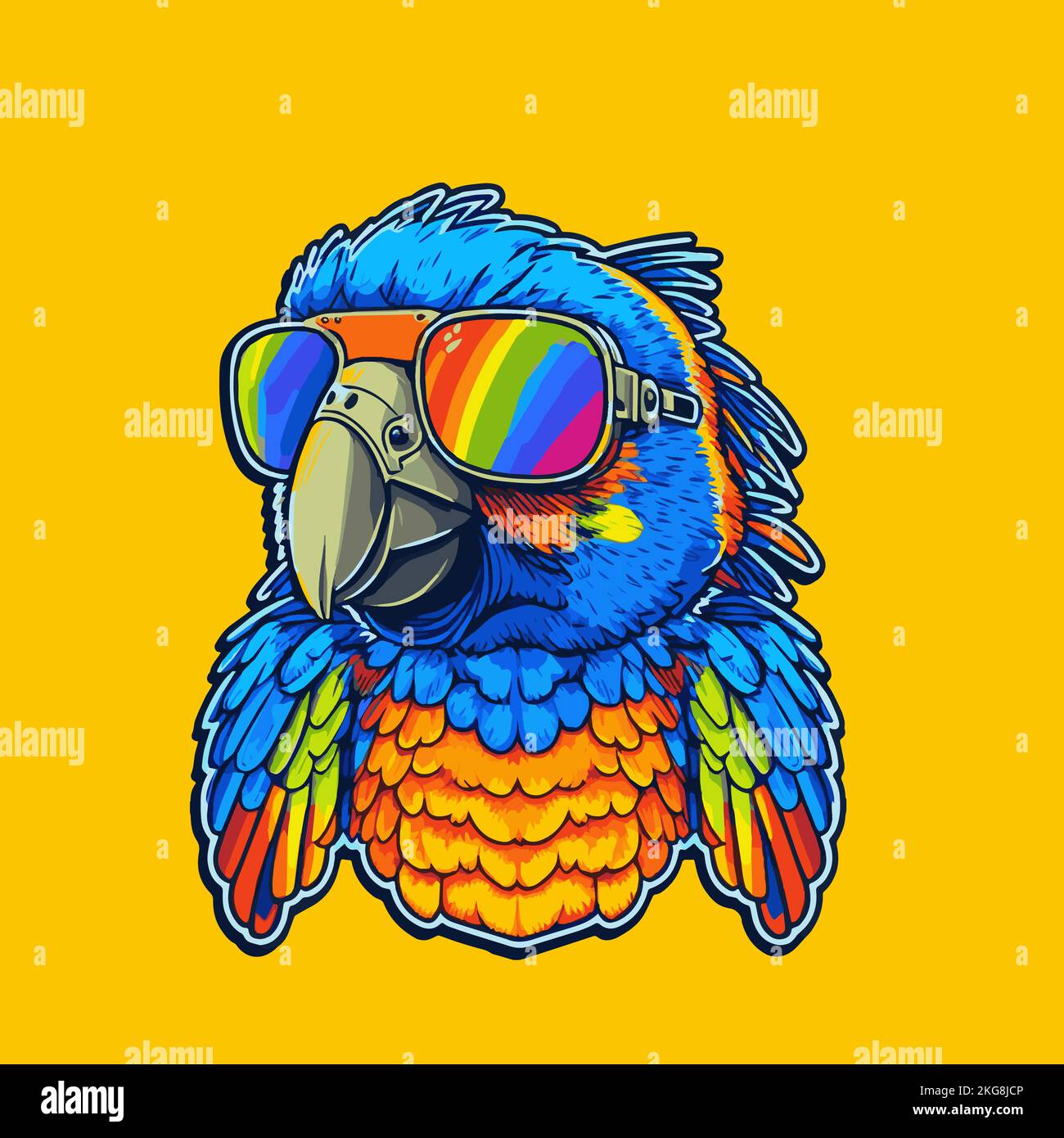 Colorful macaw parrot head visual identity vector illustration
