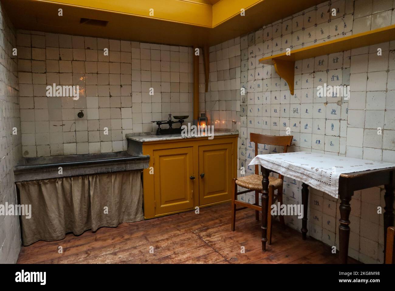 Amsterdam, Netherlands. November 2022. An old kitchen in a Dutch house
