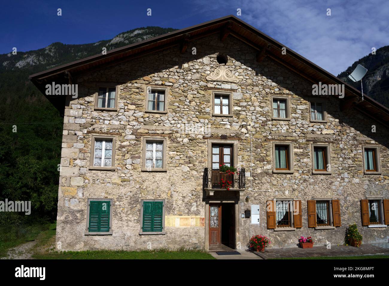 Old typical house at Santo Stefano di Cadore, Belluno province, Veneto, Italy, at summer Stock Photo