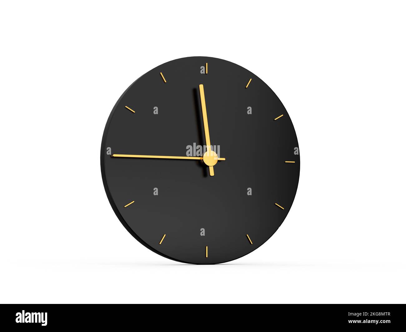 An illustrative premium gold clock showing 11:45 o'clock isolated on a white background Stock Photo