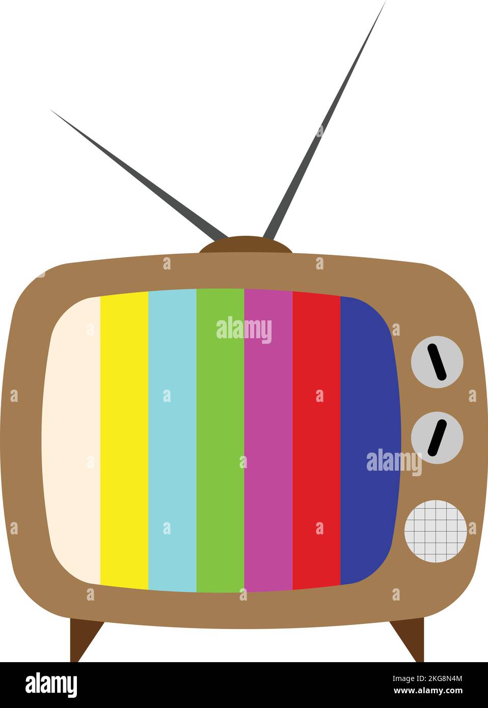 A simple clip art of a rainbow television icon isolated on white
