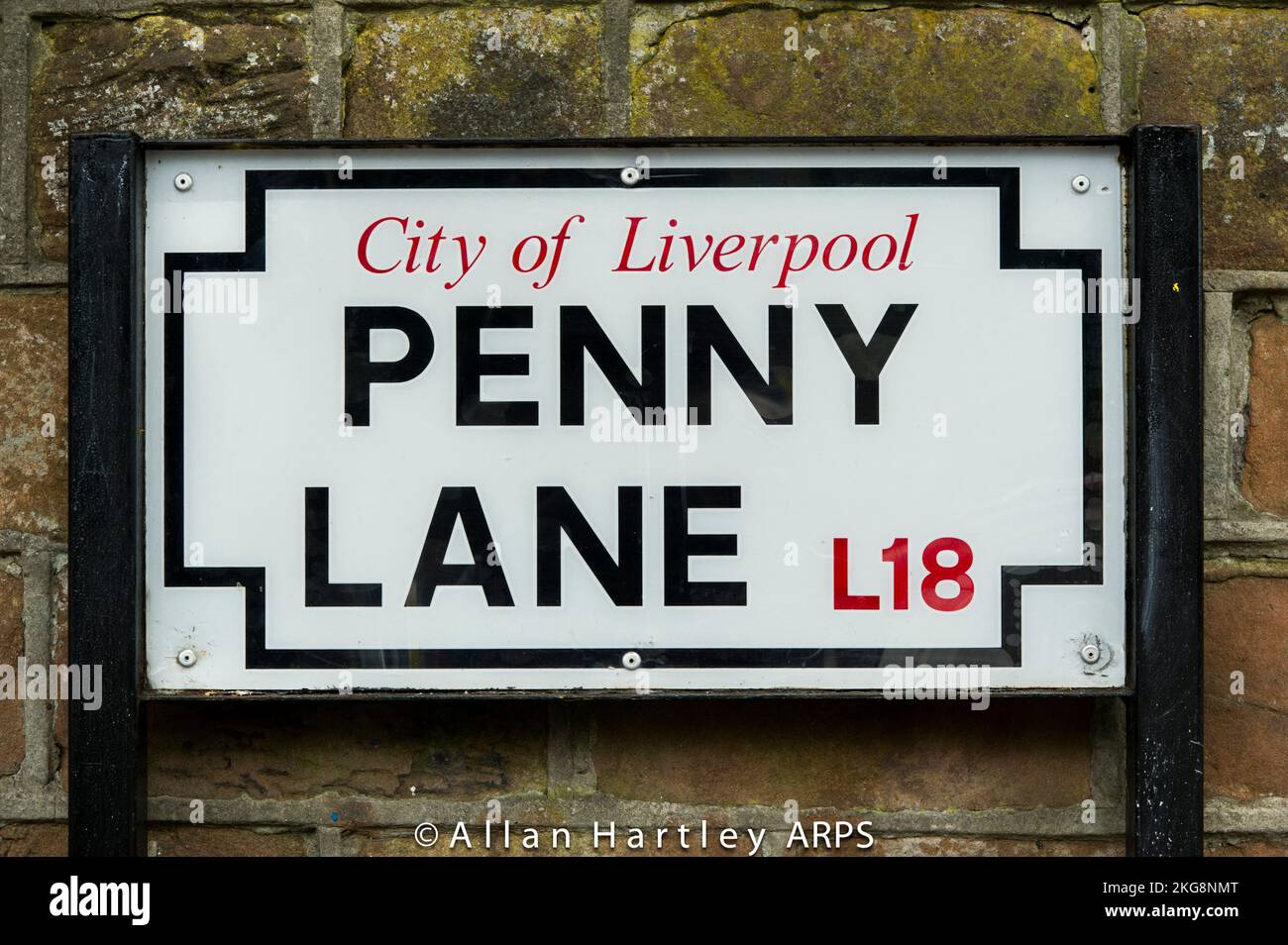 Street road sign in Liverpool for Penny Lane made famous by the Beatles