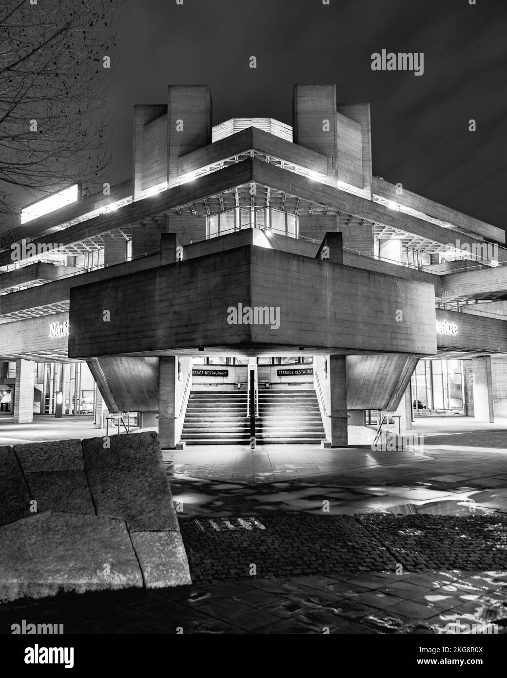 A long exposure shot of the National Theatre's Brutalist Home on London ...