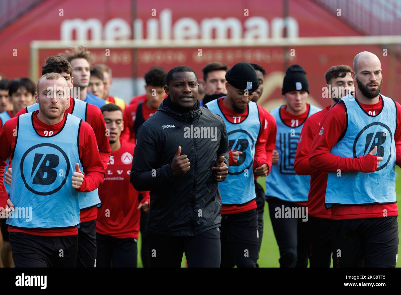 Belgium, 22/11/2022, Kortrijk's players pictured during a training session of Belgian soccer team KV Kortrijk with their new coach, Tuesday 22 November 2022 in Kortrijk. German Storck took the helm after Custovic was fired. BELGA PHOTO KURT DESPLENTER Stock Photo